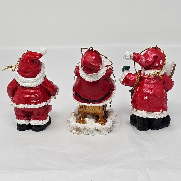 Vintage Christmas Ornaments Santa Claus Hand Painted Set of Three - Picture 4 of 9